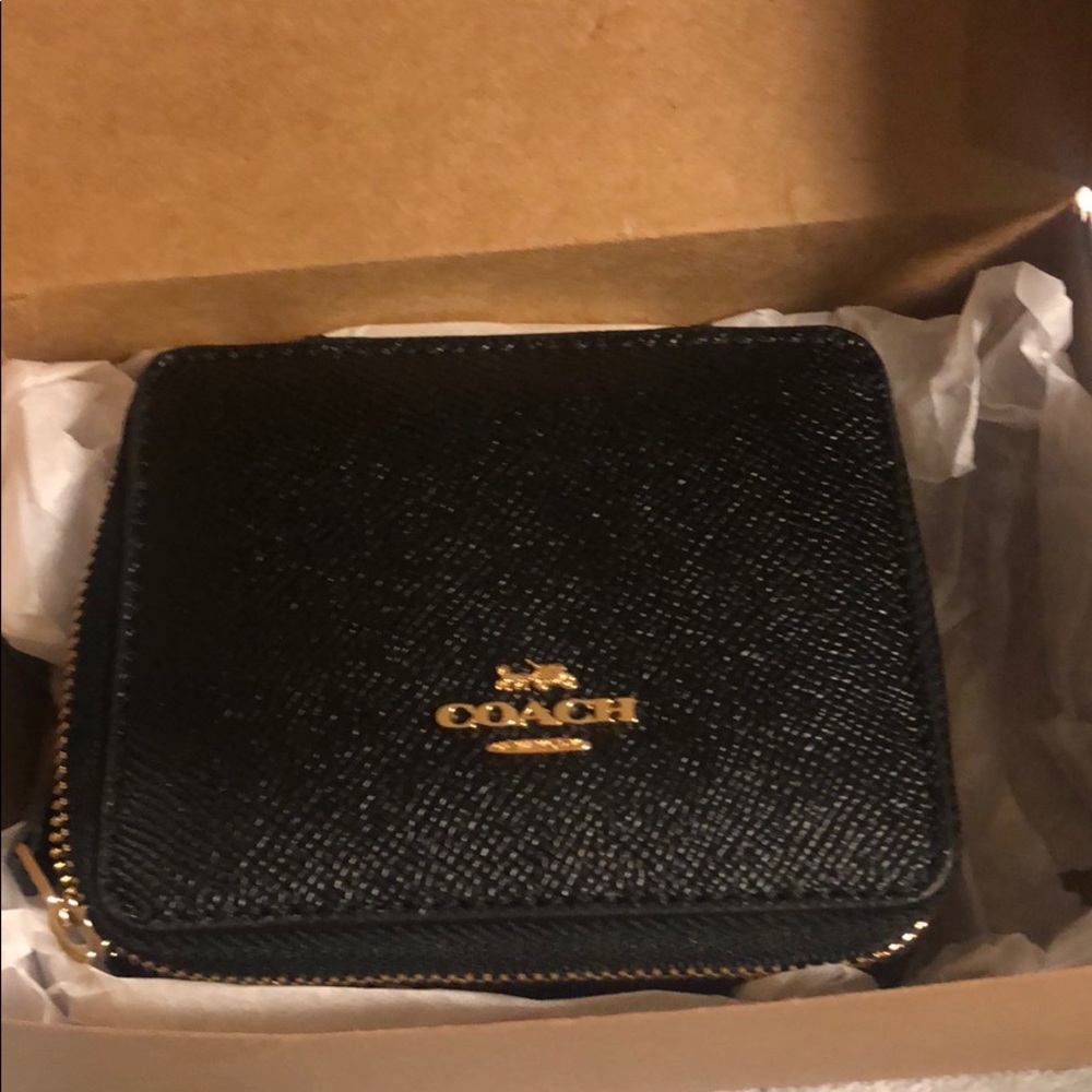 Coach cross grain leather jewelry box